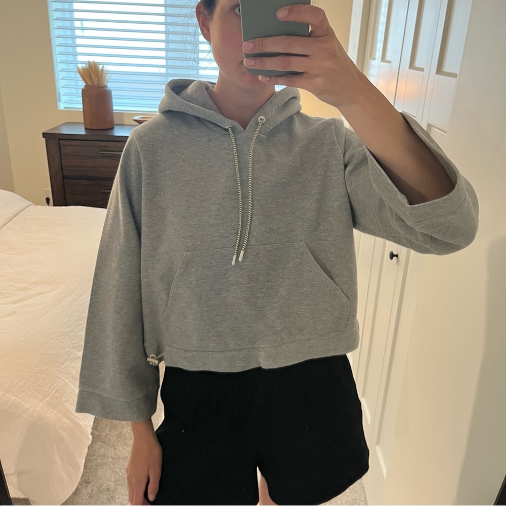 Jcrew Heather Gray Cropped Hoodie, XS